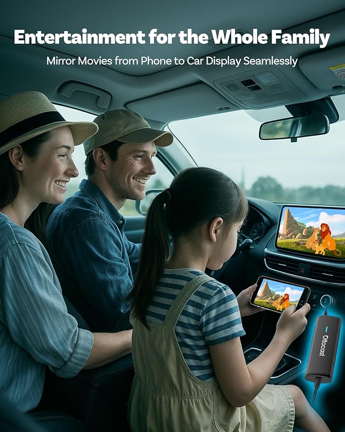 OTTOCAST Mirror Touch with Wireless Carplay Adapter, Mirror & Watch Any APP on The Car Screen, such as YouTube Netflix Tiktok Disney+ etc, Control phone on car screen for car has factory-wired CarPlay