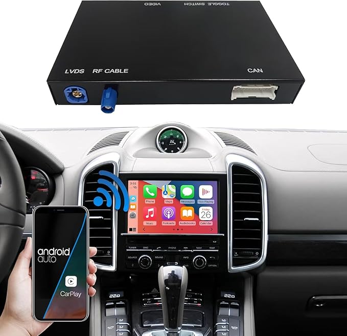 Road Top Wireless CarPlay Android Auto Retrofit Kit for Porsche PCM 3.1 (2010–2016) | CarPlay Interface Decoder for Panamera Macan Cayenne 911 Boxster Cayman | Support MirrorLink, OEM Control, Camera
