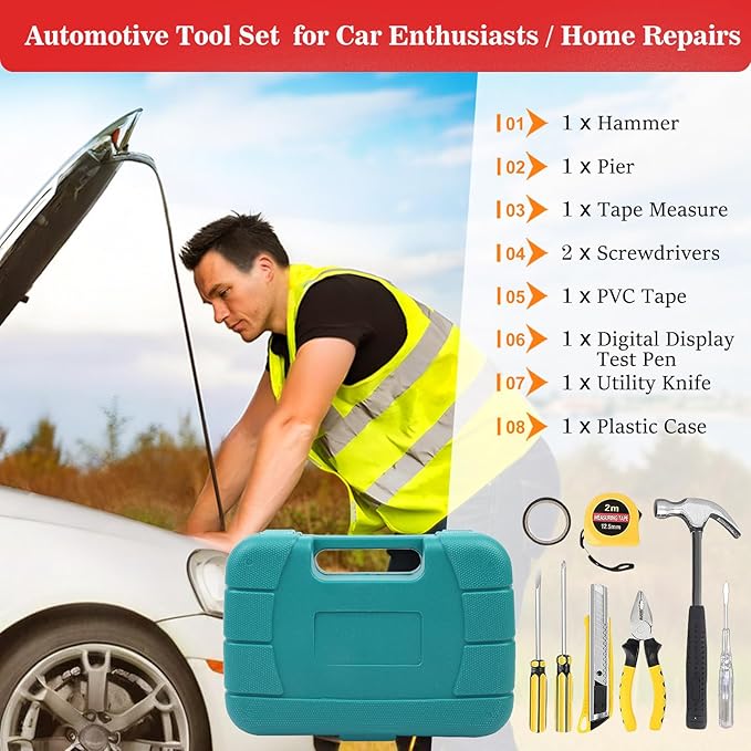 Car Emergency Roadside Kit,Vehicles Truck Road Side Safety Tool Kit with Air Compressor,Women Men Auto Winter Essentials Assistance Survival Kit with Jumper Cables First Aid Kit Blanket Shovel
