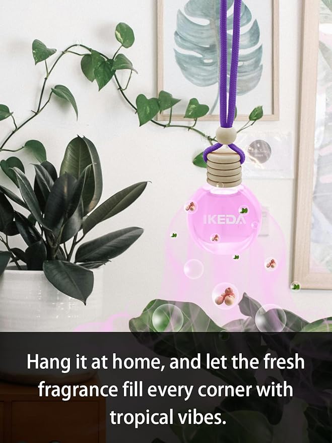 Ikeda Car Air Freshener: Hanging Car Smell Air Freshener | 10ml Hanging Car Perfume | Long Lasting Fragrance | Strong Scents Diffuser for Auto Home (Peach)
