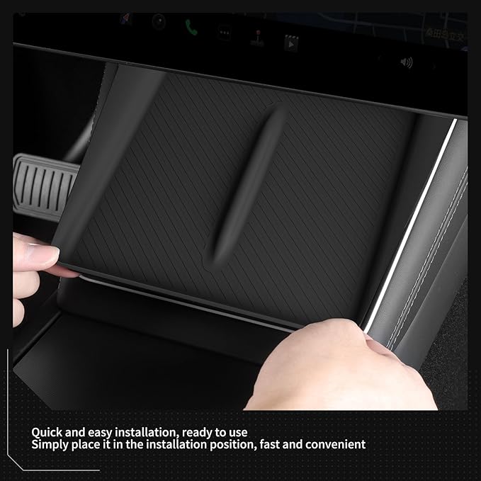 LUCKEASY for 2026 2025 Tesla Model Y Juniper New Center Console Wireless Charging Pad Non-Slip Silicone Mat Wireless Charger Mat for Model Y Accessories Black