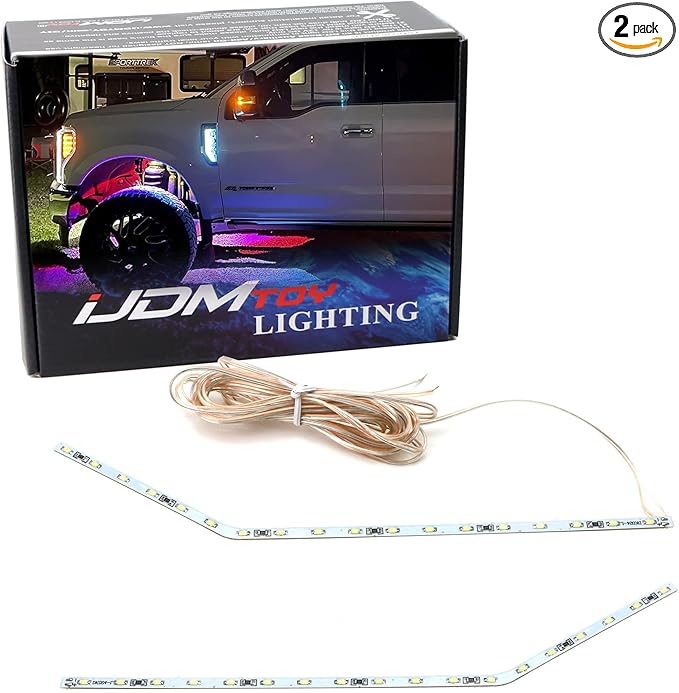 iJDMTOY Xenon White LED Background Illumination Kit Compatible with 2017-2021 Ford F250 F350 F450 Super Duty Side Fender Chrome Emblem