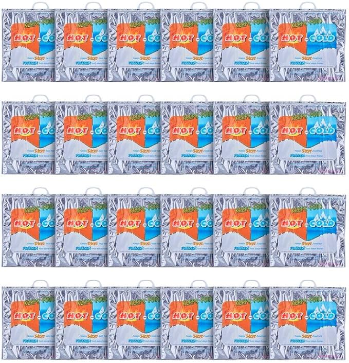 Superio Hot and Cold Insulated Bags for Food Delivery, Grocery Shopping Bags, Food Storage for Hot and Frozen Food for Travel, Disposable Cooler Bag, Reinforced Thermal Lunch Bag (24, 20" x 19")