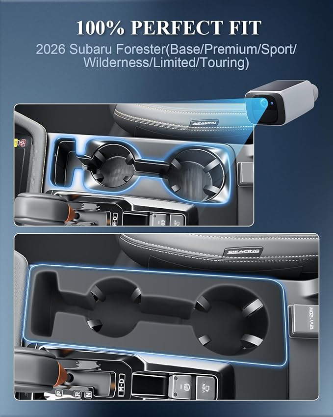 BIBIBO for New 2026 Subaru Forester Cup Holder 2026 Subaru Forester(Base/Premium/Sport/Wilderness/Limited/Touring) Silicone Cup Holder Insert Organizer 2026 Forester Accessories