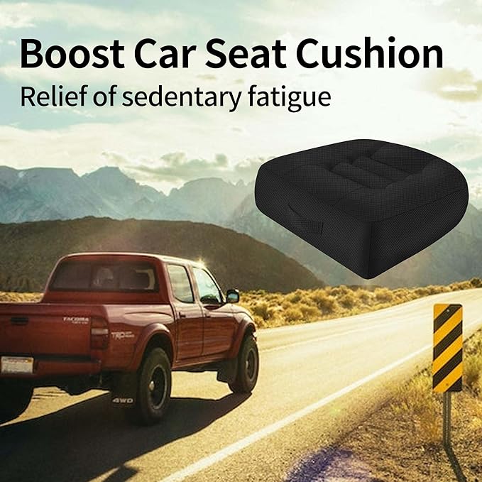 ESMING Car Booster Seat Cushion with Adjustable Height for Short Drivers, Tailbone Pain Relief, Breathable Mesh Memory Foam for Truck SUV Office Chair 15.7x15.7x4.7 Inches - Black