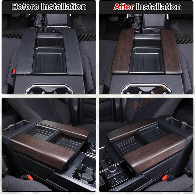 Car Center Console Armrest Protector Cover Compatible with Toyota Tundra 2022+ & Sequoia 2023+, Central Armrest Seat Storage Box Cover Cushion Lid Protector Pad Waterproof Anti-Scratch ABS Accessories