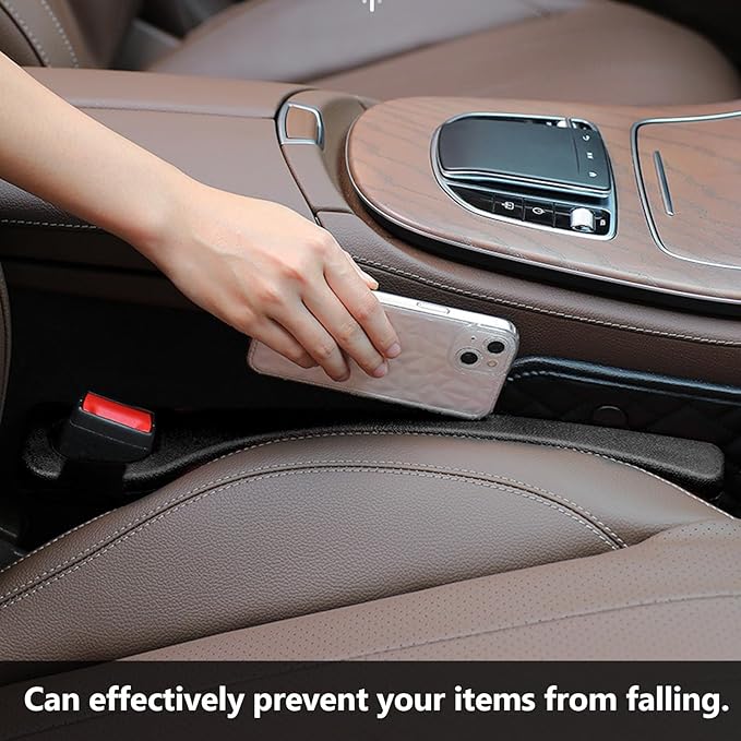 Black 2 PCS Car Seat Gap Filler, Car Seat Catcher Space Filler Between Car Seat and Console, Universal Car Accessories Auto Seat Gap Filler (Normal)