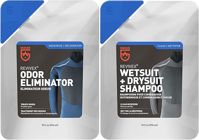 GEAR AID Wetsuit Cleaner and Conditioner for Neoprene, Removes Salt and Residue with Concentrated Shampoo, Odor Kit