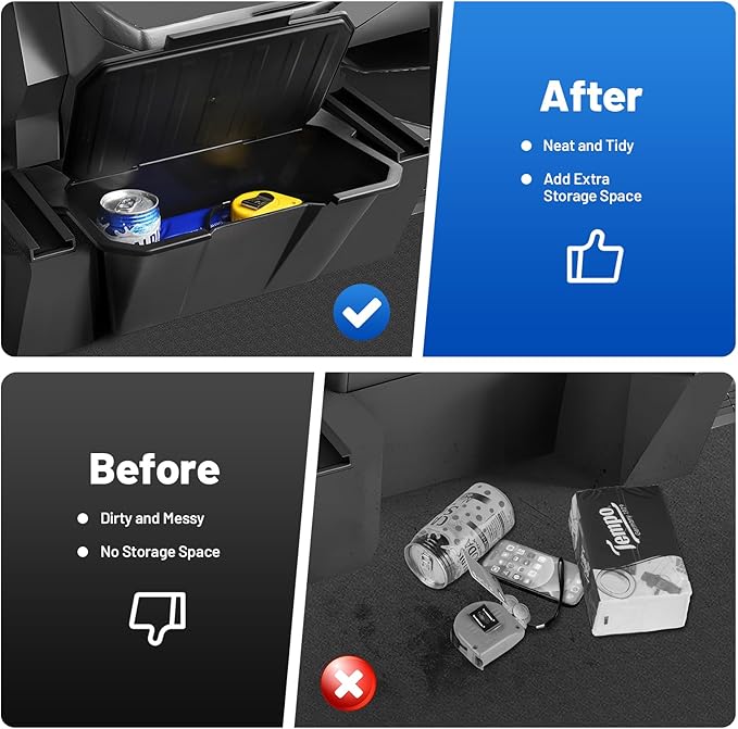 Canvcle Rear Floor Storage Box for 2024 2025 2026 Tesla Cybertruck Accessories, 2nd Row Floor Storage Bin TPE Backseat Storage Box Rear Center Console Organizer with Anti-Slip Lid Cover Trash Can