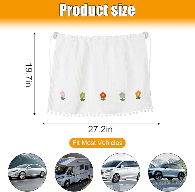 Car Side Window Sun Shade Privacy Curtain for Baby - Blackout UV Protection Car Window Shades with Suction Cup for Back Seat - Cute Auto Camping Windows Screen Shades (Five Sunflowers)