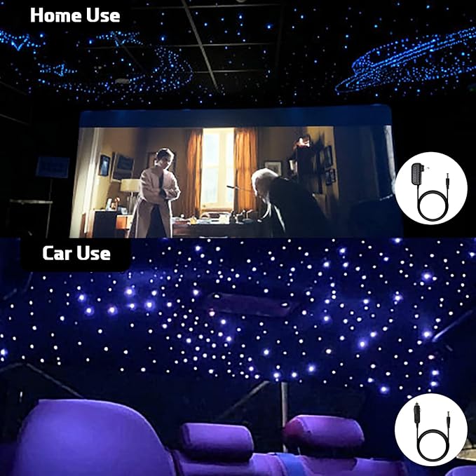 AMKI 16W Fiber Optic Lights,Starlight Headliner Light Kit APP/Remote Control Sound Activated Mode for Car&Home Decoration,Optical Fiber Cable Strands 0.75mm/0.03in 6.5ft/2m 300pcs