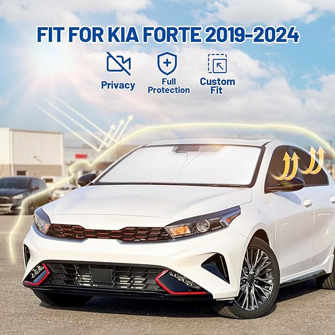 Car Window Shades Intended for Kia Forte 2019-2024, Privacy Window Covers 6PCS for Side, Rear & Windshield, Car Shield Sunshade for Privacy Protection, Heat Blocking, Camping and Parking