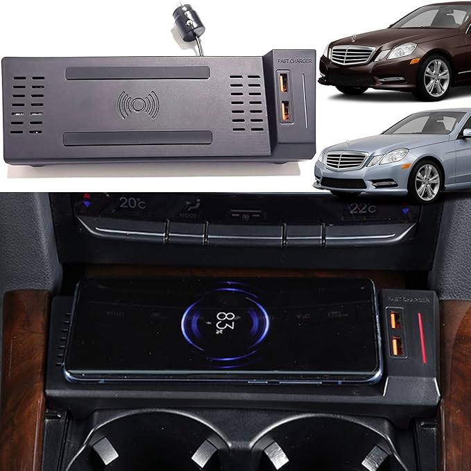Wireless Car Charger for Mercedes-Benz E Class 2010 2011 2012 2013 2014 2015, 15W Fast Charging Phone Charger Pad for Mercedes Benz W212 E-Class E200 E260 E300 Accessory for iPhone Galaxy