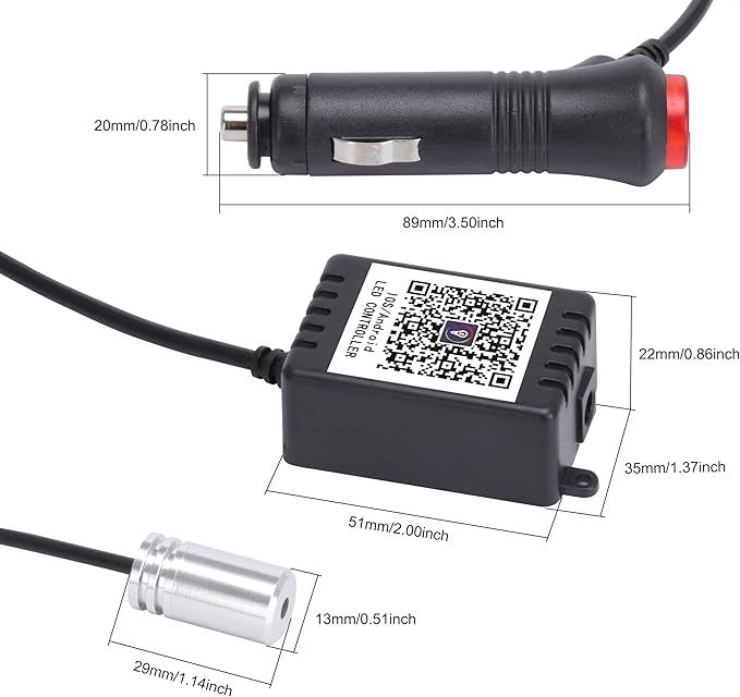 5 Meters Optic Fiber Car Ambient Footwell Lighting with Bluetooth App Control 64 Colors Multicoloured Music Interior Lighting Kit DC 12V 1W