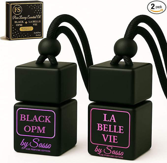 Car Diffuser Duo “La Belle Vie & Black OPM” – Inspired by Designer Women’s Scents – Elegant, Long-Lasting Car Fresheners – Gift-Ready - Fragrance By Sasso