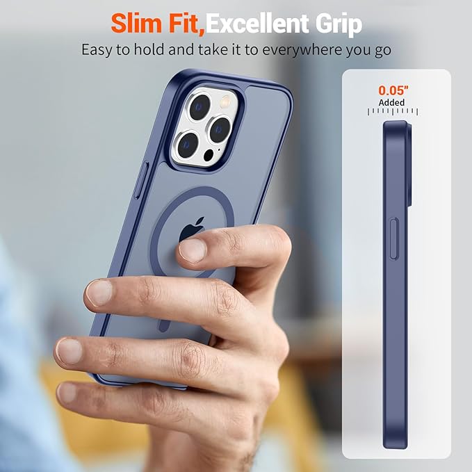 SUPFINE Magnetic for iPhone 15 Pro Case (Compatible with MagSafe) (Military Grade Drop Protection) Slim Translucent Matte Shockproof with Anti-Fingerprint Phone Case,Lavender Gray