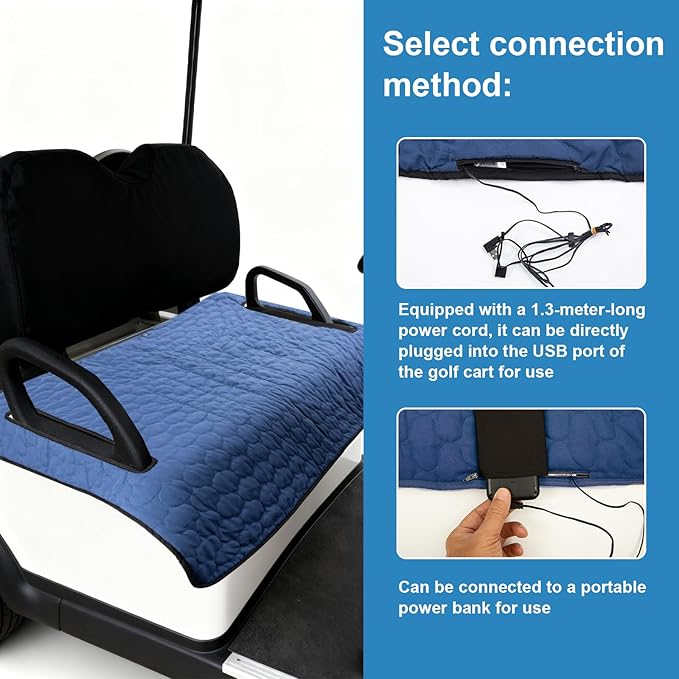 TUYU Heated Golf Cart Seat Cover,Non-Slip Winter Golf Cart Seat Warmer Towel Blanket for 2-Person Seats Club Car, Golf Cart Accessories Gift for Men.52 * 32 inch. Keeps Warm and Clean