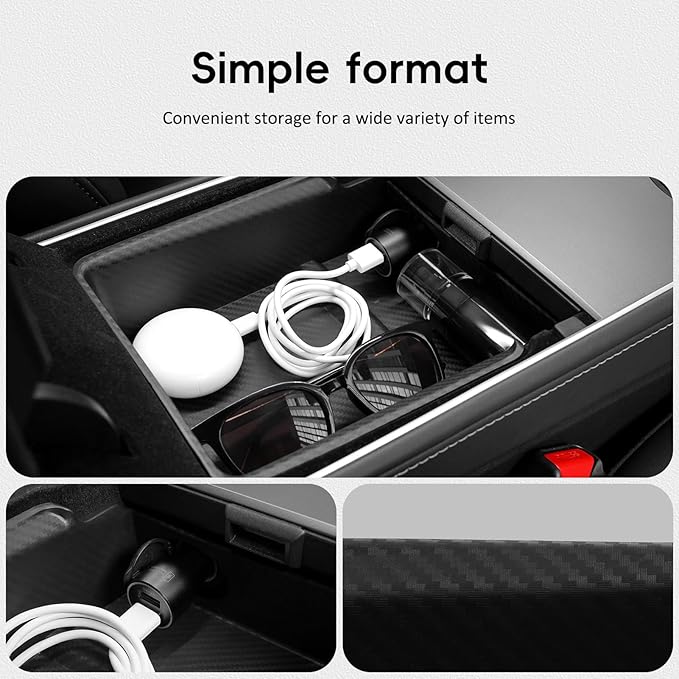 2021-2024 Tesla Model Y Center Console Organizer Tray Accessories Compatible with Model 3 (2021-2023) Storage Box Armrest Compartment Insert