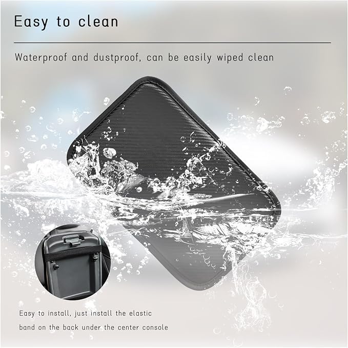 Car Center Console Cushion Pad, Universal Leather Waterproof Armrest Seat Box Cover, Comfortable Auto Armrest Cover Protector, Car Interior Decor Accessories for Most Vehicles (Carbon Fiber)