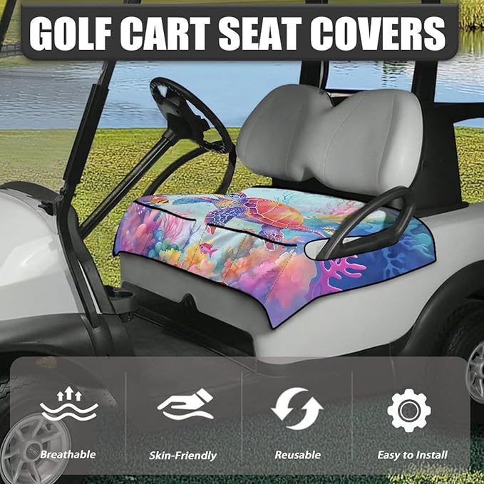Biyejit Golf Cart Seat Covers with 4 Pockets Golf Cart Seat Towel Blanket Fits 2-Seat Golf Carts, Golf Cart Accessories