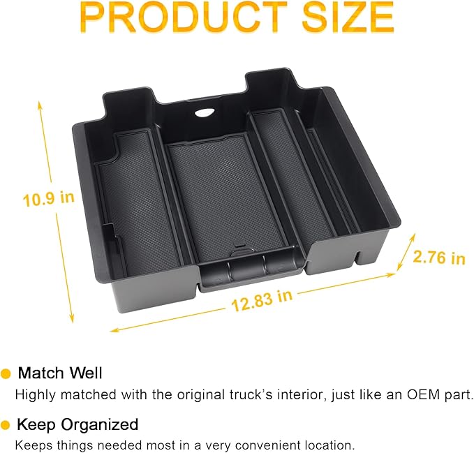 PIMCAR Full Size Center Console Organizer for 2019-2022 Chevy Silverado/GMC Sierra 1500 & 2020-2023 Silverado/Sierra 2500 HD 3500 HD Accessories-Full Console w/Bucket Seats ONLY