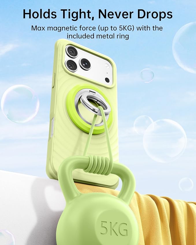 SYNCWIRE Magnetic Phone Ring Holder for MagSafe, 360° Rotation Dual Sided Magnet Grip Cell Phone Ring Stand Finger Kickstand Compatible with iPhone 17 16 15 14 13 12 Pro Max fits MagSafe