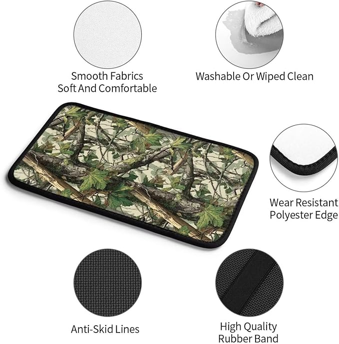 Anti-Scratch Car Center Console Cushion Pad Camo Camouflage Waterproof Armrest Seat Box Cover Protector Green Leaf Branch Comfortable Car Decor Accessories