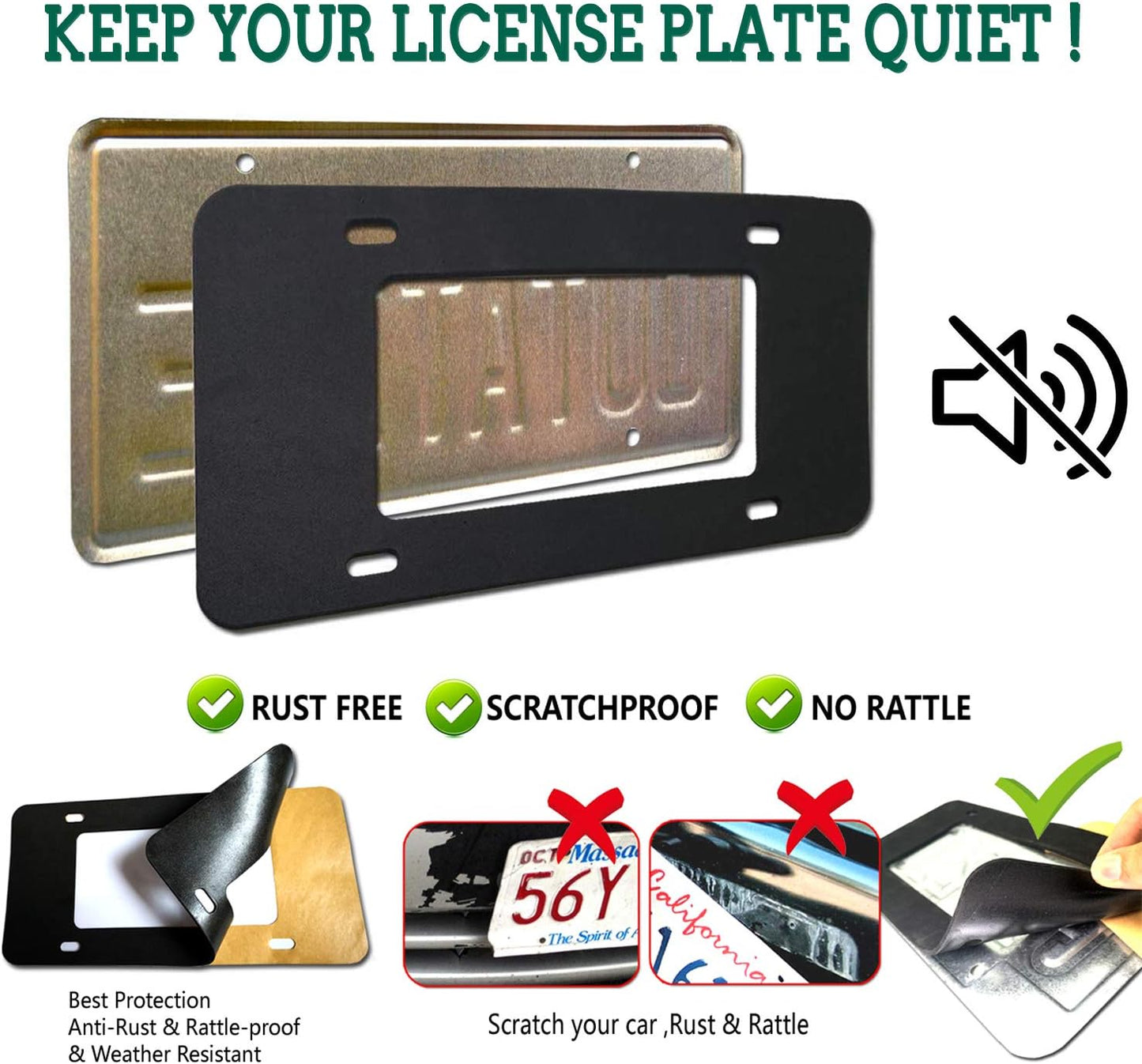 Flag License Plate Frame- USA Patriotic Personalized Car Tag Holder, 4 Hole Black Heavy-Duty Aluminum Bracket, Novelty Thin Cover for Front Bumper, Truck or SUV, Screws, Caps, Flag Decal