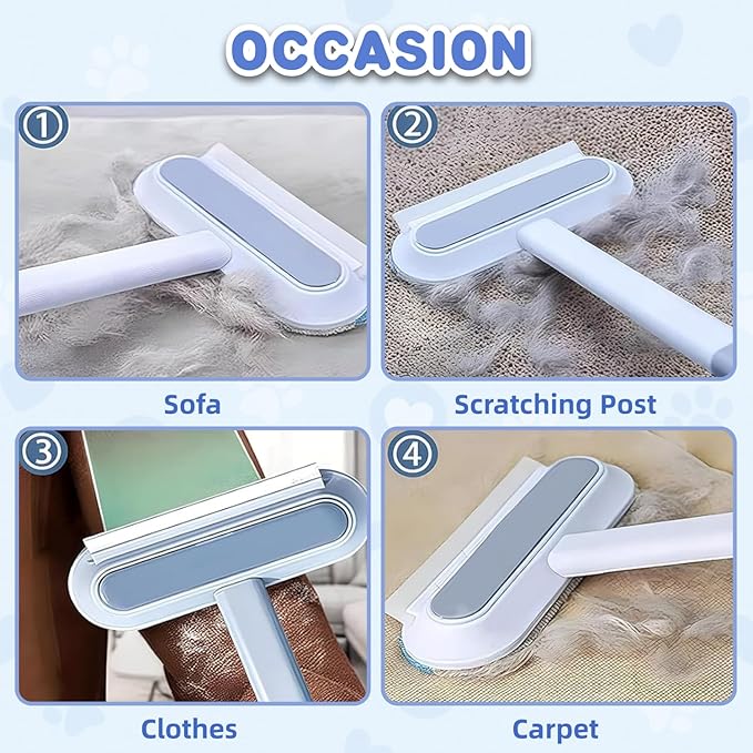 4 in 1 Pet Hair Remover - Washable & Reusable Long-Handle Tool, Gentle Removal for Dog/Cat Hair on Couch, Carpet, Furniture - Also Works for Window & Tile Cleaning (23.2inch)