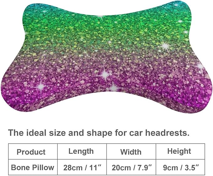 Headrest Pillow for Car Seat, 2 Pcs Memory Foam Neck Support Pillow for Neck Pain Relief, Compatible with Beautiful Turquoise Bling Glitter Sparkles Pattern Car Office Soft Travel Pillow