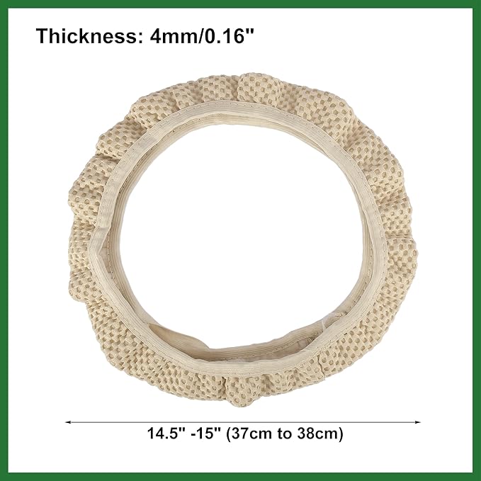 Motoforti Universal 15" Anti Slip Steering Wheel Cover Elastic Stretch Mesh Cloth Cover Accessory for Car Beige Long-Lasting