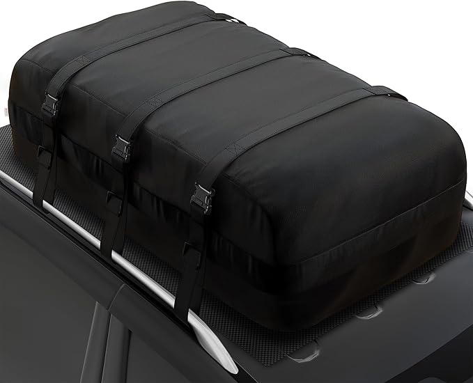 iBirdie Roof Rack Cargo Carrier 18.1 Cubic Feet, Soft-Shell Rooftop Cargo Box, Waterproof Heavy Duty 1200D for Car with/Without Roof Rack, Includes Anti-Slip Mat, Door Hooks, 46x34x20 inches