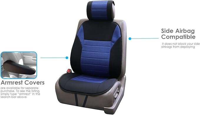 FH Group FB201102 Premium Car Seat Cushions (Blue) Front Set – Universal Fit for Cars Trucks & SUVs