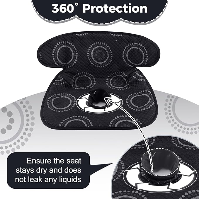 Piddle Pad, Car Seat Potty Training Protector, Baby Waterproof Car Seat Cover with Anti-Slip Backing, Machine Washable Liner for Toddler Carseat, Stroller (Black)