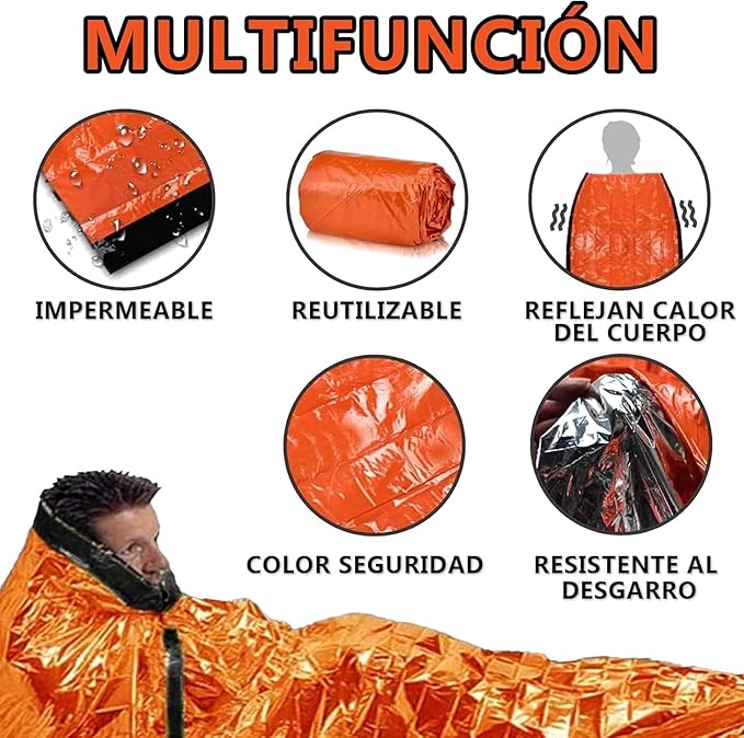Outdoor Insulated Survival Kits-Emergency Blankets(5 Pack),1 Emergency Sleeping Bag,1 Emergency Tent,1 Emergency Mylar Poncho
