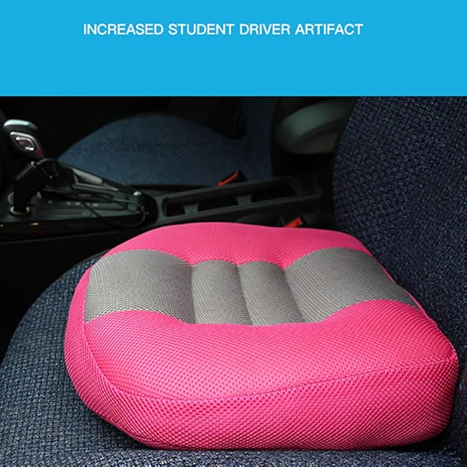 Srutirbo Car Booster Seat Cushion Heightening Height Boost Mat, Breathable Mesh Portable Car Seat Pad Angle Lift Seat for Car, Office,Home (Rose Red)