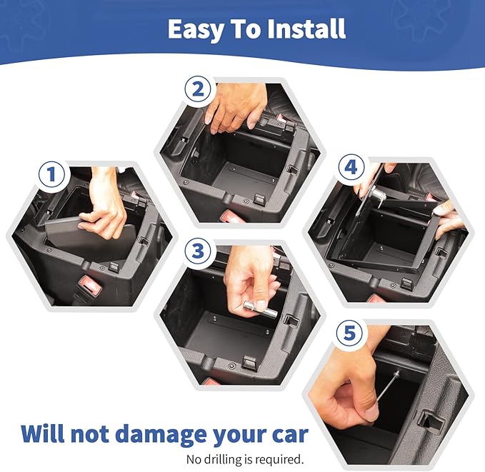 RT-TCZ for Wrangler JL Center Console Organizer Gun Safe Box with Lock for Jeep Wrangler JL JLU 2018+ for Gladiator JT 2020+ Black Storage Accessories