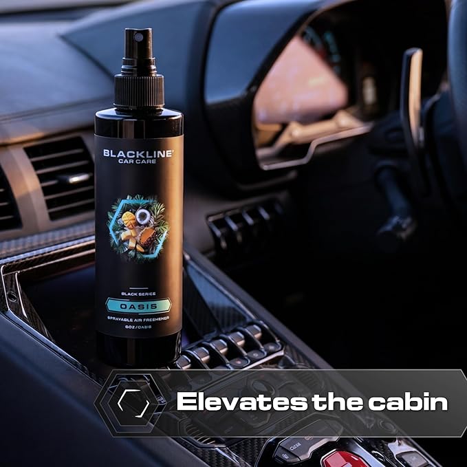 Blackline Car Care - Leather Car Air Freshener, Long-Lasting, Oder Eliminator, for Cars, Trucks, SUV, or Home Use - 8 fl OZ - Scent Spray