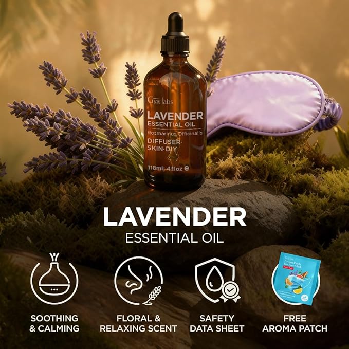 100% Pure Lavender Essential Oil - 4 Fl Oz - Lavender Oil for Hair, Skin, Diffuser, Aromatherapy & DIY Candle Making Scent
