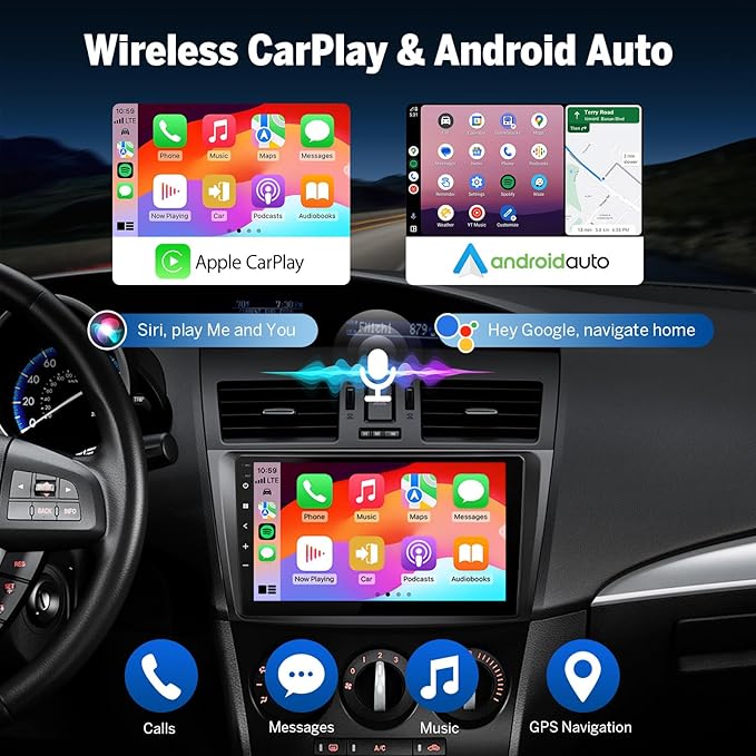 Eonon 4G+64G Car Stereo Android 14 Receiver for Mazda 3 2010-2013,Wireless CarPlay & Android Auto Headunit, 9" Touchscreen GPS Navigation,Bluetooth,AM/FM,SWC,M3BLX7A