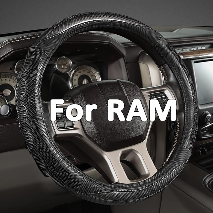GIANT PANDA Steering Wheel Cover for Dodge Ram 1500 - Car Steering Wheel Covers for Dodge Ram 2500 3500 15.5-16 inch - Gray