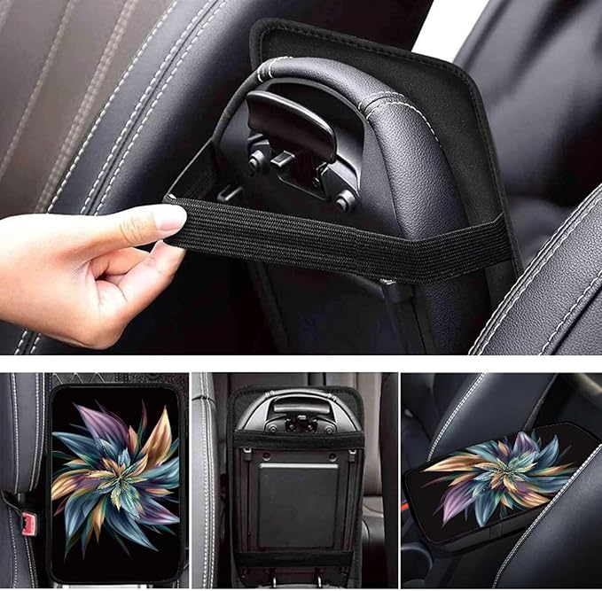 3D Flower Auto Center Console Pad Stylish Car Accessories for Women Durable Car Center Console Armrest Cover, Easy to Install & Wash
