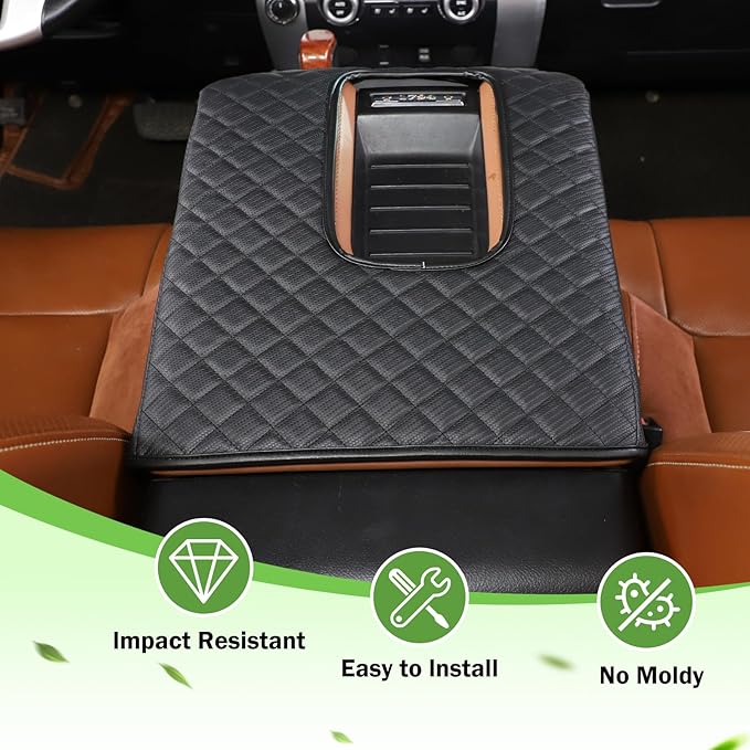 LLKUANG Car Center Console Armrest Cover Pad Fit for Toyota Tundra 2007-2021 Waterproof Leather Seat Armrest Box Cushion Pad Protector (Carbon Fiber Texture)