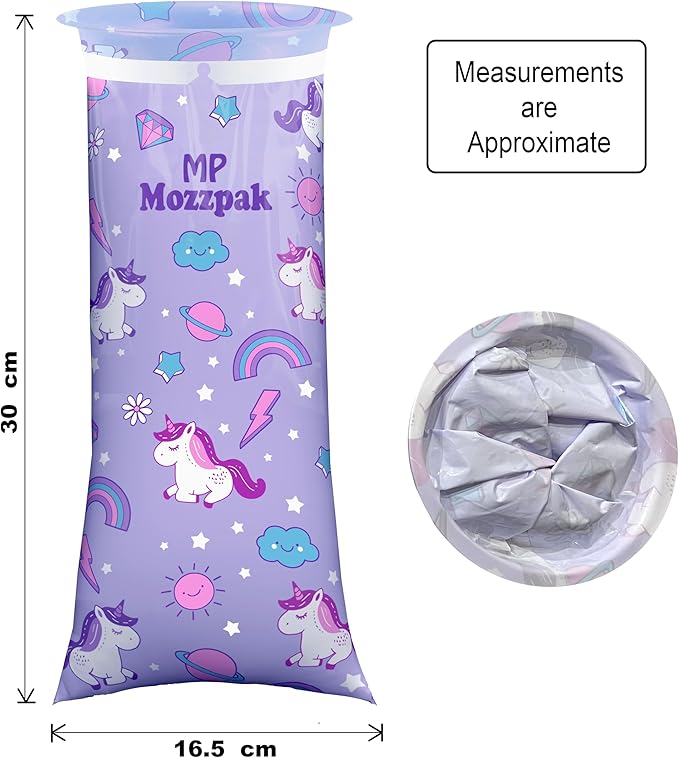 MP MOZZPAK Vomit Bags Disposable 35 Pack - 1000ml Emesis Bags, Leak-Proof Barf Bag, Travel Friendly Puke & Nausea Bag for Motion Sickness, Medical Grade Throw up Relief for Car (35pk - Unicorn Style)