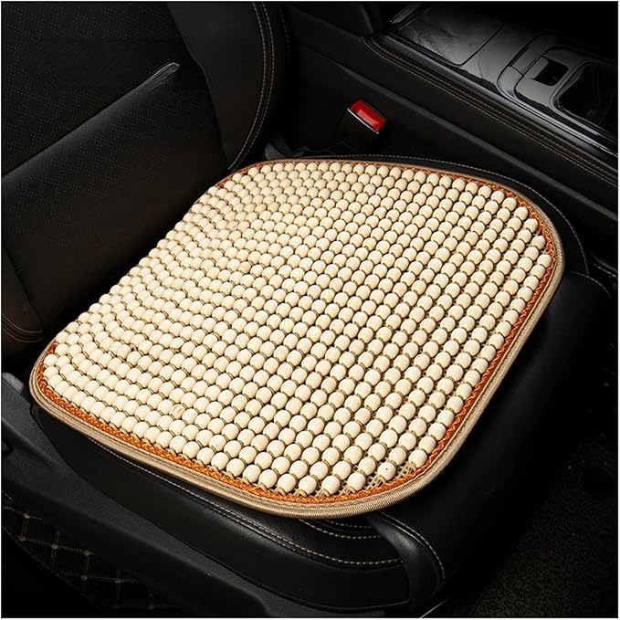 Car Seat Chair Back Cushion for Tesla Model 3 EV Sedan 2025, Wooden Beads Ventilate Mesh Lumbar Brace Strong Durable Relieve Fatigue Summer Interior Accessories,B-Seat pad