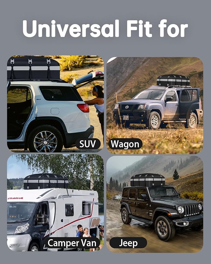 Car Rooftop Cargo Carrier Bag 30 Cubic Feet, Soft-Shell Luggage Cargo Bag Waterproof Bag, Include 2 Reinforced Straps, 6 Door Hooks, Anti-Slip Mat, Luggage Lock