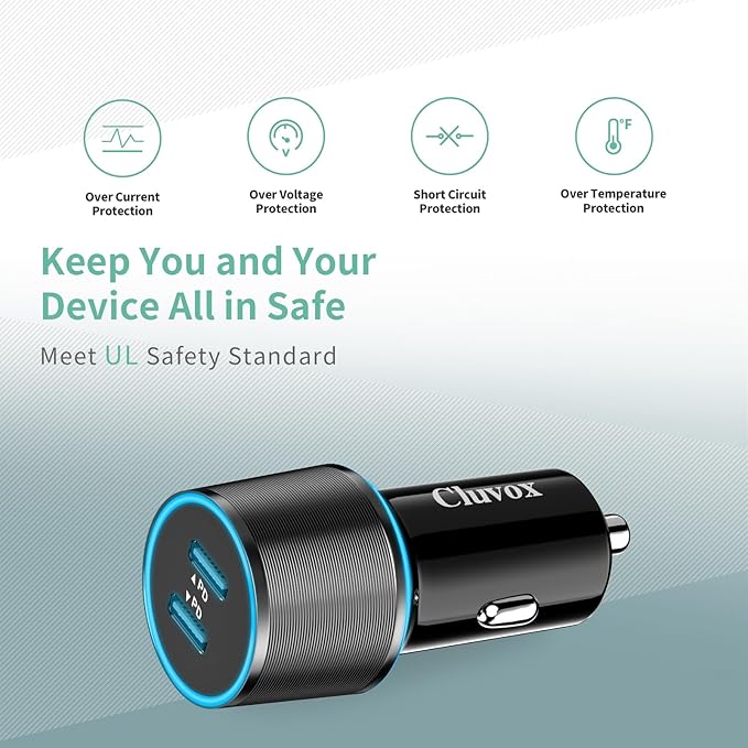 6 Pack 40W USB C Car Charger Fast Charging, Dual 20W Type C Port Cigarette Lighter Adapter, 12V USBC Plug Accessories Bundle for iPhone 17 16 15, Samsung Galaxy S26 S25, Google Pixel 10 Android Phone