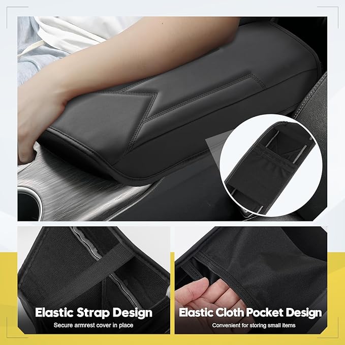 FIILINES Center Console Cover for Toyota Camry 2018-2024 Armrest Cover Pad with Hidden Pockets, Anti-Scratch Cushion Protector Camry Accessories