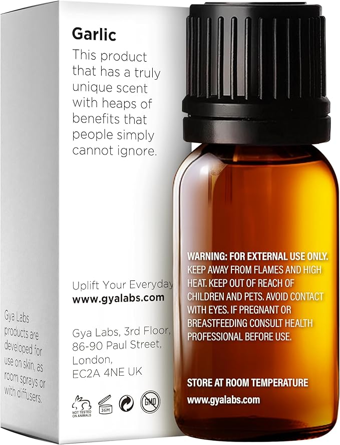 100% Pure Garlic Essential Oil - 0.34 Fl Oz - Garlic Oil for Hair, Skin, Diffuser, Aromatherapy & DIY Candle Making Scent