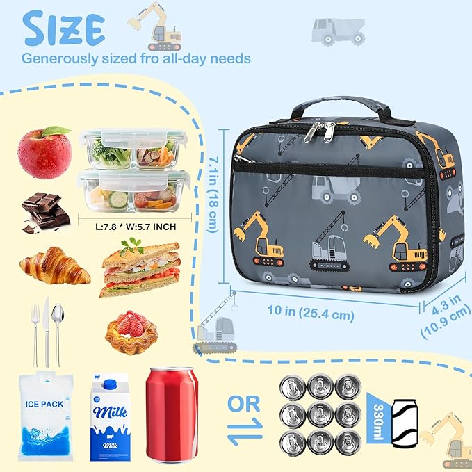 CAMTOP Lunch Box Kids Boys Insulated Lunch Cooler Bag Reusable Lunch Tote Kit for School Travel